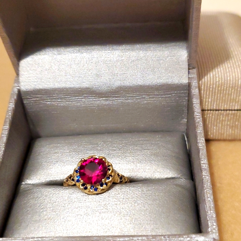 Ruby and blue sapphire ring